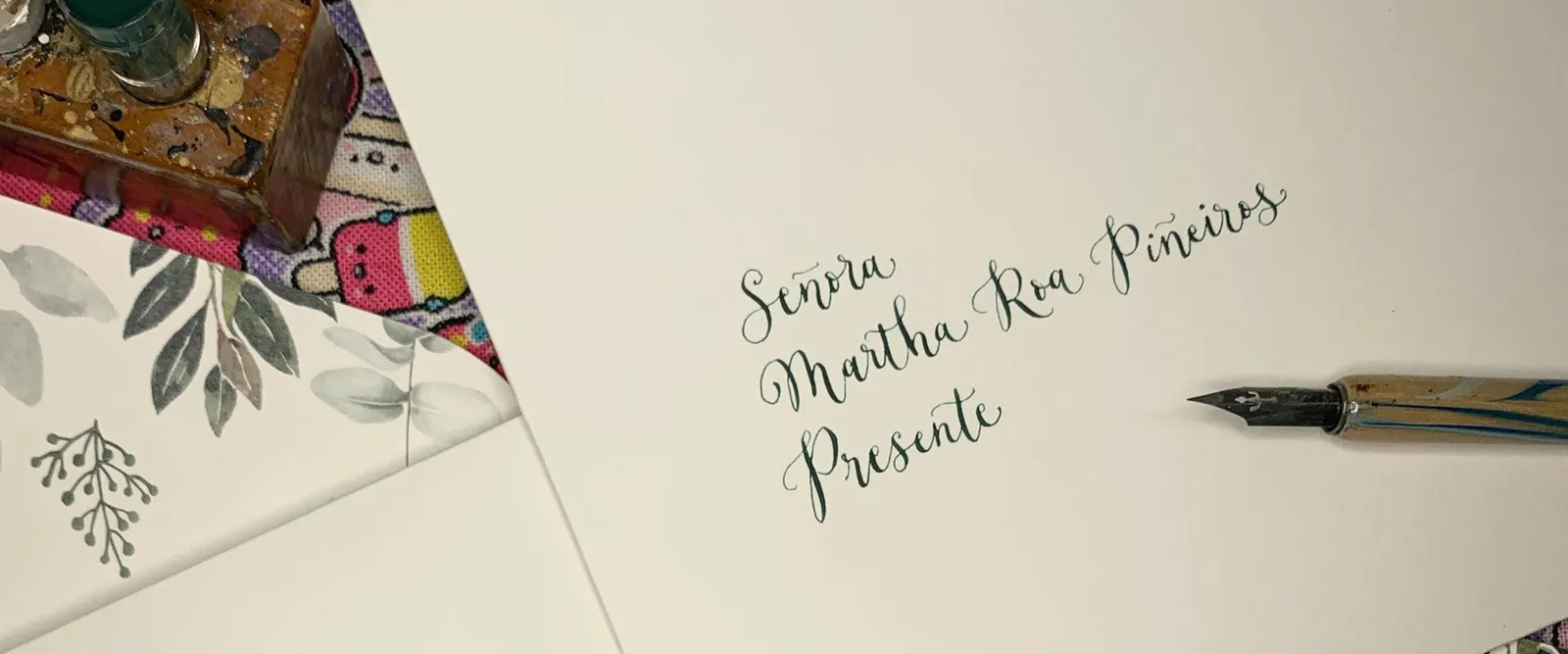Atlantic Quill Studio hand calligraphy at sunset in Madeira