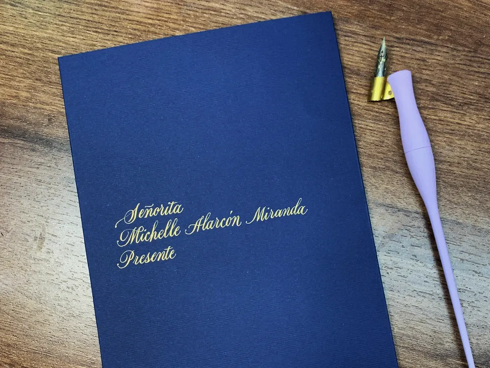 Hand-lettered wedding stationery detail